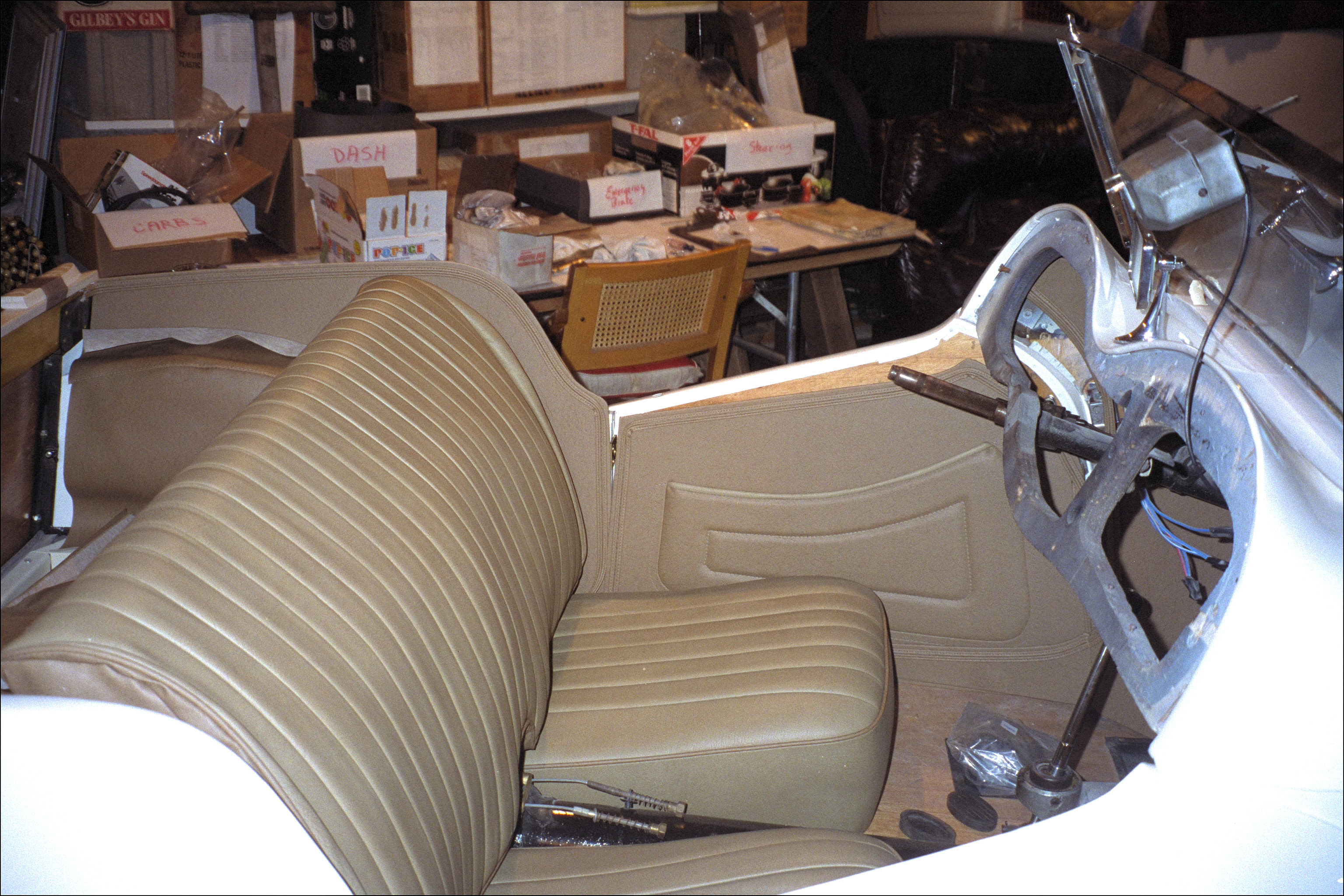 Trial fit, new leather seat back, cushions, interior