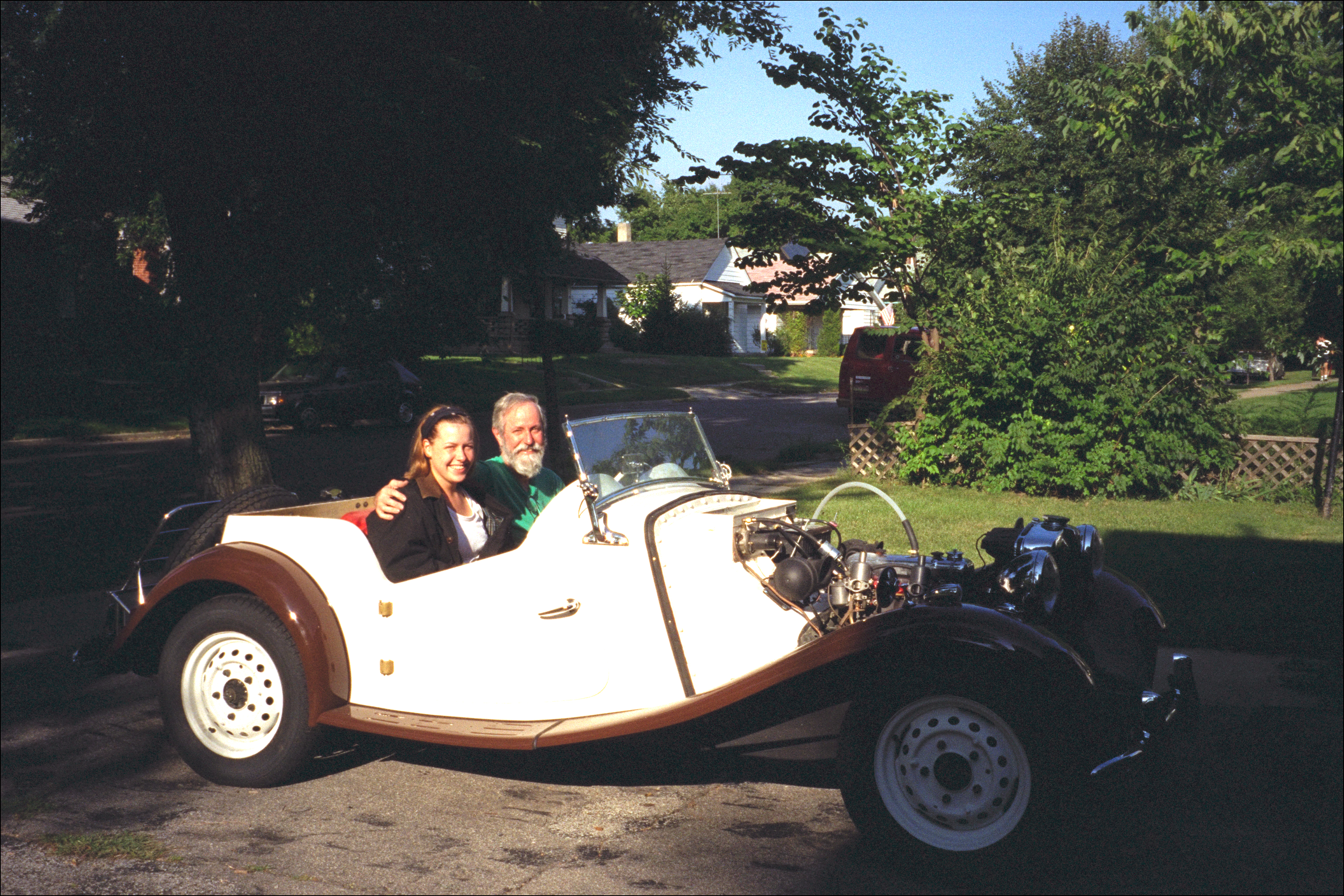 Bob and Miriam In MG, 1993Bob and Miriam back from a test drive, 1993