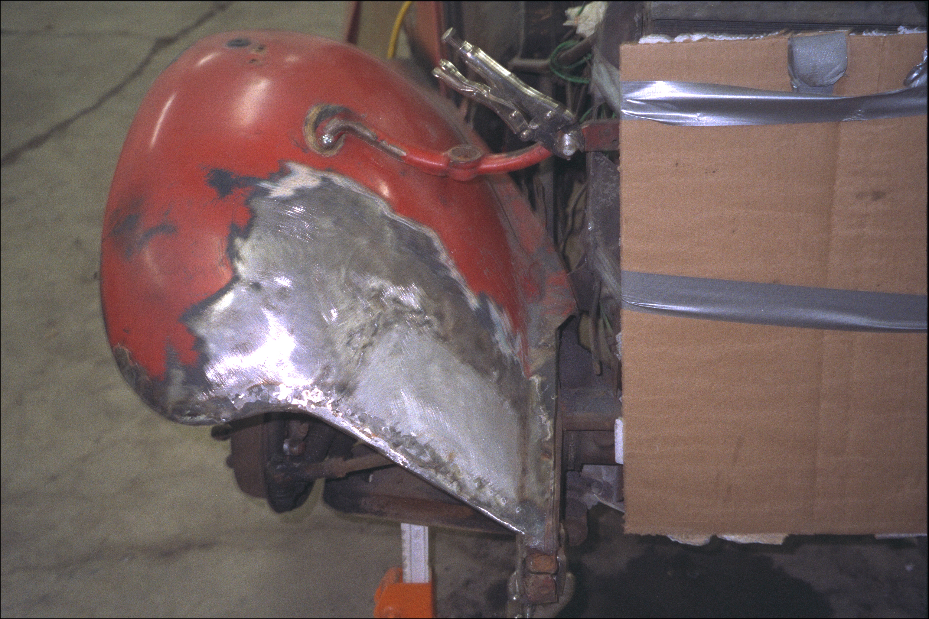 Repair of right front fender tear