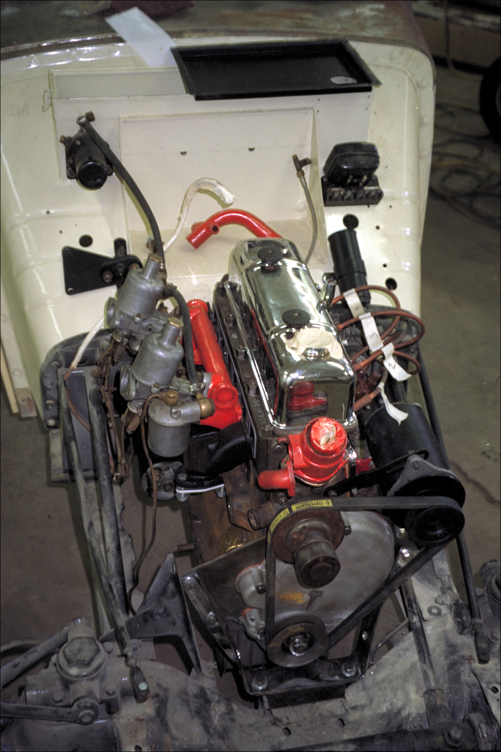 Top view of installed engine
