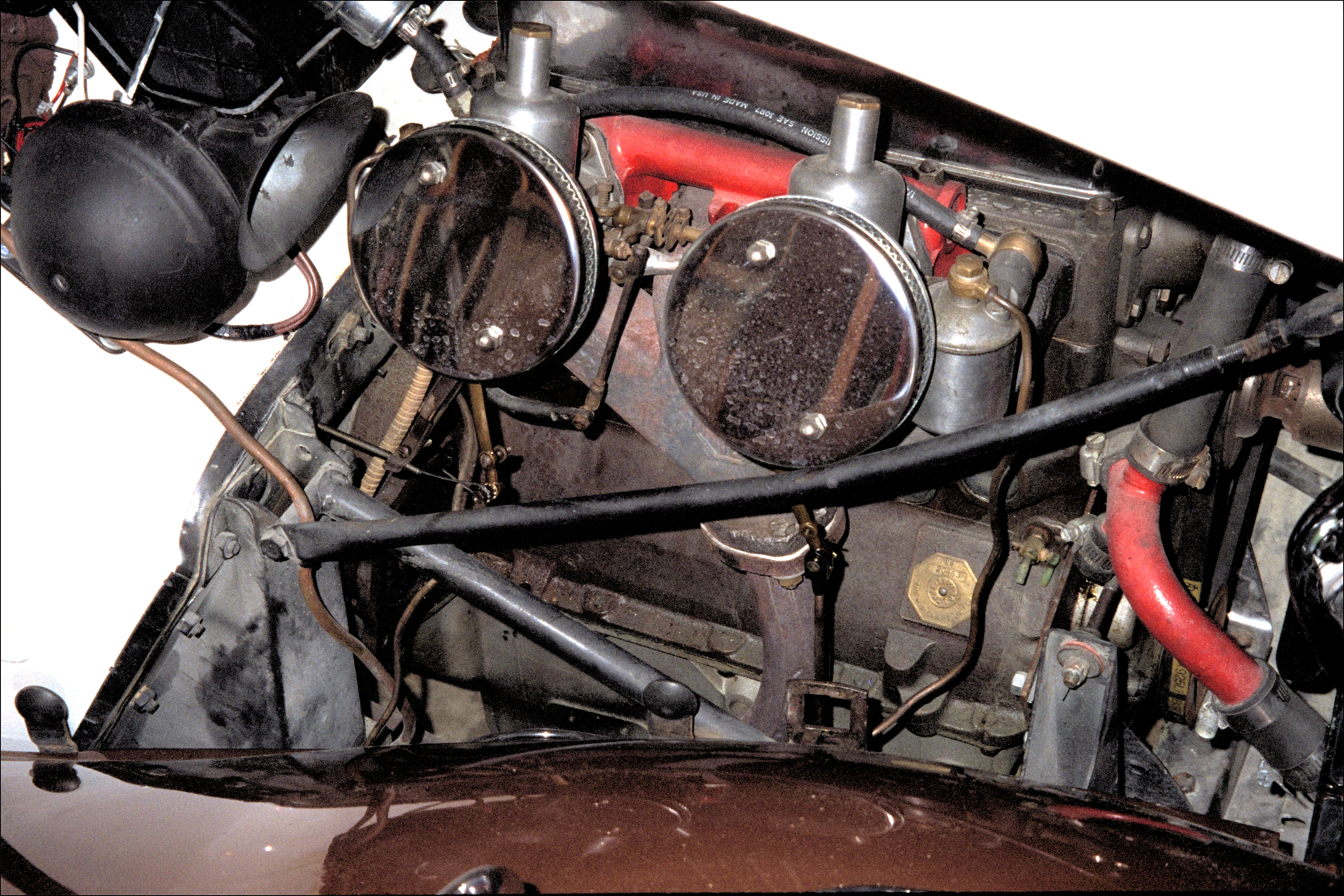 Engine under bonnet close up, from right